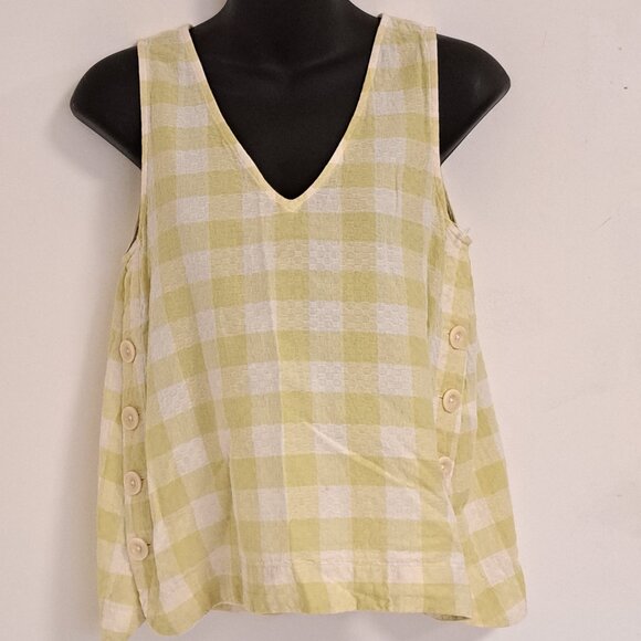Madewell Side-Button Tank Top in Gingham Check Misses Size XS - Picture 1 of 10